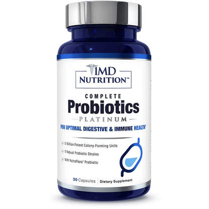 1MD Nutrition Complete Probiotics Platinum bottle, 30 capsules for digestive and immune health