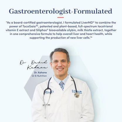 Dr. David Kahana, GI & Nutrition specialist, shares quote on formulating LiverMD to support liver and heart health